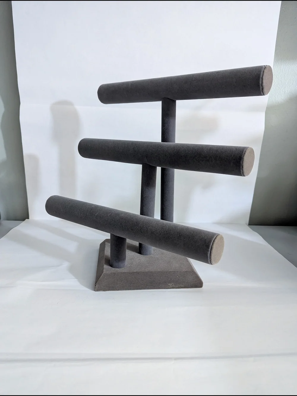Velvet 3-Tier Jewelry Display in Charcoal Gray